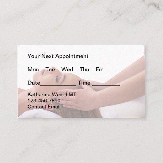 Massage Therapist Appointment Business Cards 名刺 (裏面)
