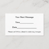 Massage Therapist Appointment Cards 予約カード (裏面)