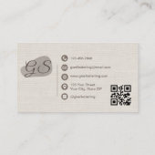 Massage Therapist Beige Linen Elegant QR Code 名刺 (裏面)