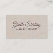 Massage Therapist Beige Linen Elegant QR Code 名刺 (正面)