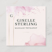 Massage Therapist Blush Pink Watercolor QR Code スクエア名刺 (正面)