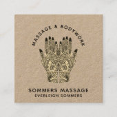 Massage Therapist Body Work Mehndi Henna Kraft Squ スクエア名刺 (正面)