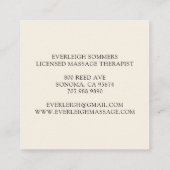 Massage Therapist Body Work Mehndi Henna Square  スクエア名刺 (裏面)