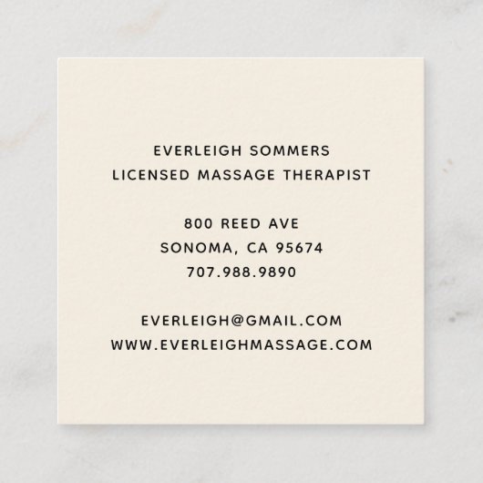 Massage Therapist Body Work Mehndi Henna Square Bu スクエア名刺 (裏面)