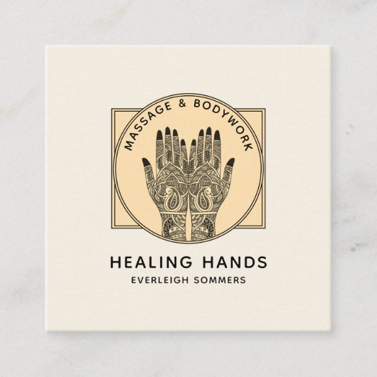 Massage Therapist Body Work Mehndi Henna Square Bu スクエア名刺 (正面)