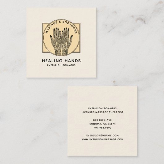 Massage Therapist Body Work Mehndi Henna Square Bu スクエア名刺 (正面/裏面)