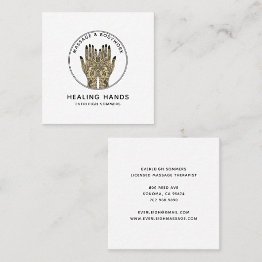 Massage Therapist Body Work Mehndi Henna Square Bu スクエア名刺 (正面/裏面)