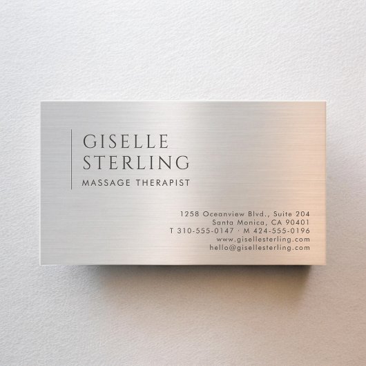 Massage Therapist Brushed Metal 名刺