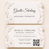 Massage Therapist Floral QR Code Professional 名刺
