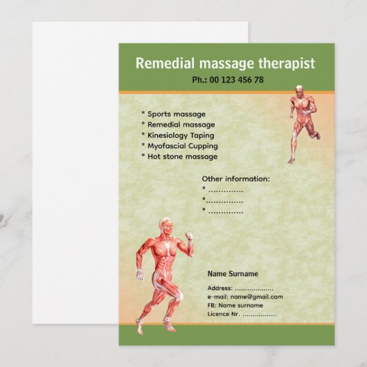 massage therapist  flyer template  招待状 (正面/裏面)