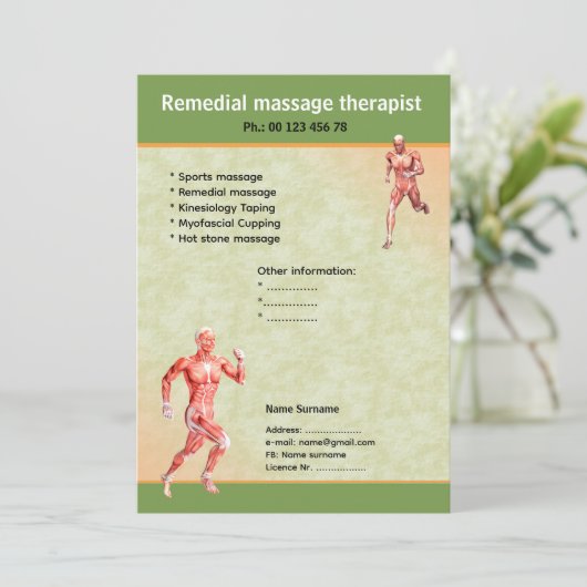 massage therapist  flyer template  招待状 (スタンド正面)