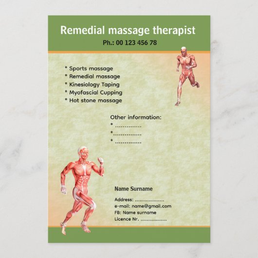 massage therapist  flyer template  招待状 (正面)