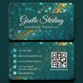 Massage Therapist  Green Gold QR Code Professional 名刺
