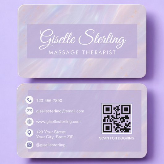 Massage Therapist Iridescent QR Code Professional 名刺