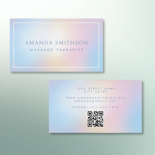 Massage Therapist Light Soft Gradient QR Code 名刺