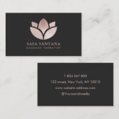 Massage Therapist Lotus Flower Rose Gold Glitter  名刺 (正面/裏面)