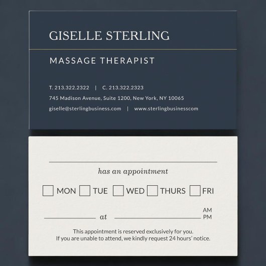 Massage Therapist Office Appointment Reminder 予約カード