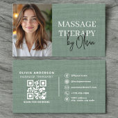 Massage Therapist Photo Linen Sage Green 名刺