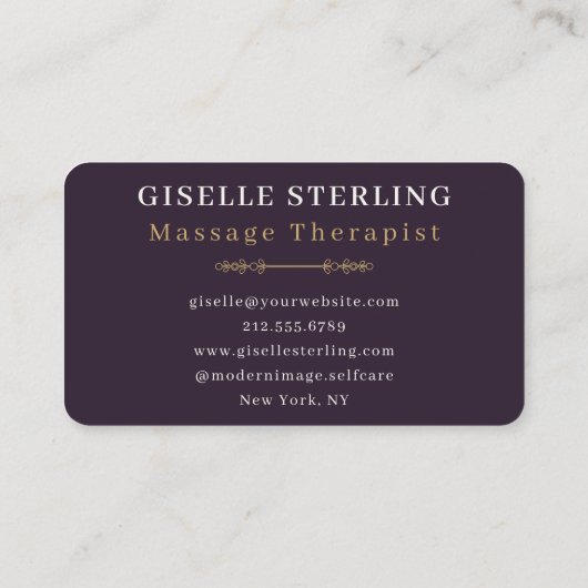 Massage Therapist Purple 名刺 (裏面)