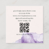 Massage Therapist Purple Watercolor QR Code スクエア名刺 (裏面)