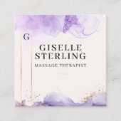 Massage Therapist Purple Watercolor QR Code スクエア名刺 (正面)