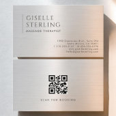 Massage Therapist QR Code Brushed Metal 名刺