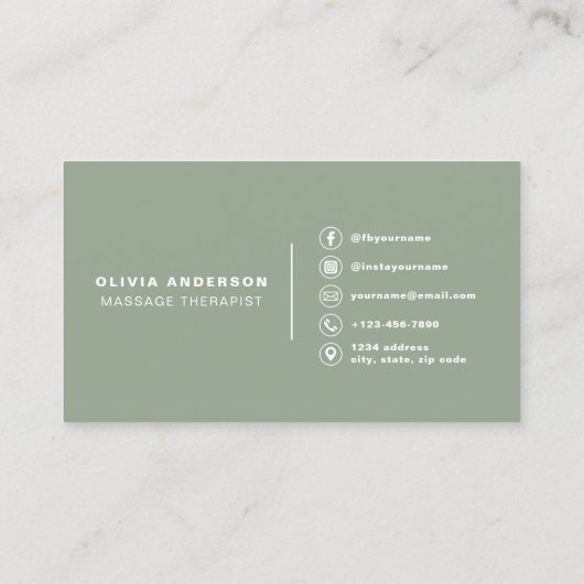 Massage Therapist Sage Green  名刺 (裏面)