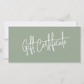 Massage Therapist Sage Green Gift Certificates (正面)