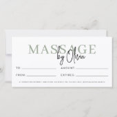 Massage Therapist Sage Green Gift Certificates (裏面)