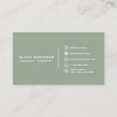 Massage Therapist Sage Green Photo 名刺 (裏面)