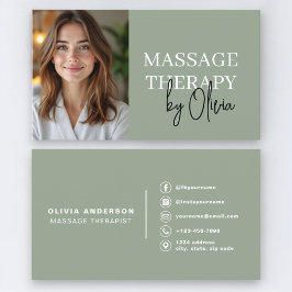Massage Therapist Sage Green Photo 名刺