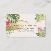 Massage Therapist Tropical Gold Brushed Watercolor 名刺 (正面)