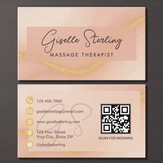 Massage Therapist Watercolor QR Code 名刺