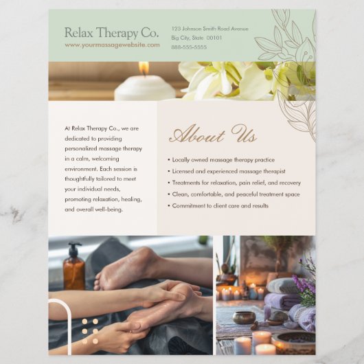 Massage Therapy Flyer Template チラシ (裏面)
