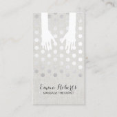 Massage Therapy Healing Hands Silver Dots Linen 名刺 (正面)
