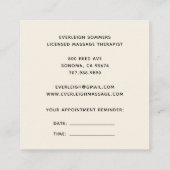 Massage Therapy With Appointment Reminder スクエア名刺 (裏面)