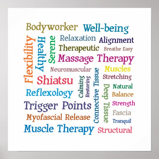Massage Therapy Word Collage Cloud ポスター (正面)