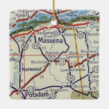 Massena NYヴィンテージの地図