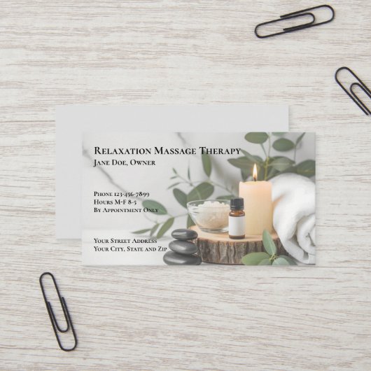 Masseuse Massage Therapy Therapist Business Card 名刺 (正面/裏面インサイチュ)