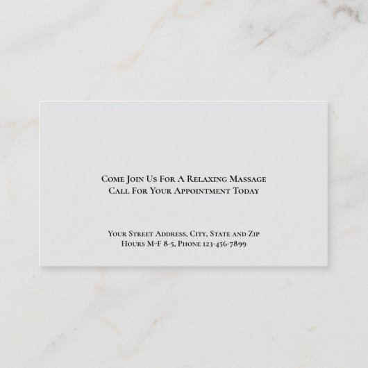 Masseuse Massage Therapy Therapist Business Card 名刺 (裏面)