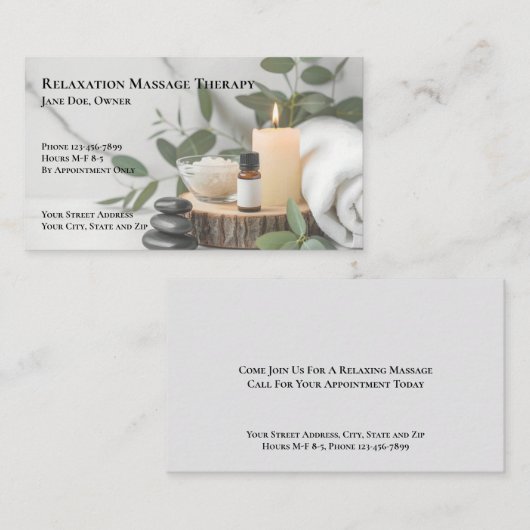 Masseuse Massage Therapy Therapist Business Card 名刺 (正面/裏面)