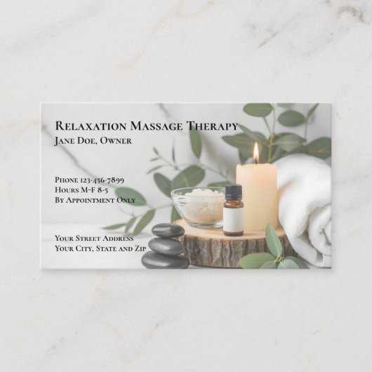 Masseuse Massage Therapy Therapist Business Card 名刺 (正面)