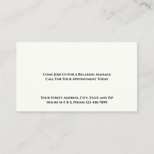 Masseuse Massage Therapy Therapist Business Card 名刺 (裏面)