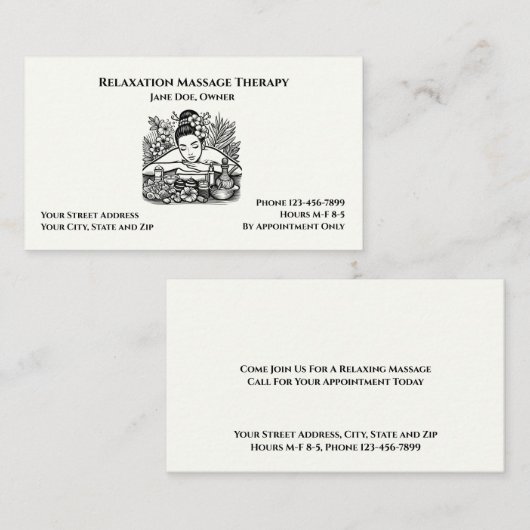 Masseuse Massage Therapy Therapist Business Card 名刺 (正面/裏面)