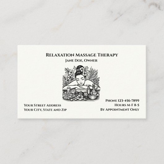 Masseuse Massage Therapy Therapist Business Card 名刺 (正面)