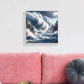 Massive Waves Crashing Against Towering Vertical  キャンバスプリント (インサイチュ (リビング))