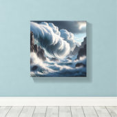 Massive Waves Crashing Against Towering Vertical  キャンバスプリント (インサイチュ (ウッドフロア))