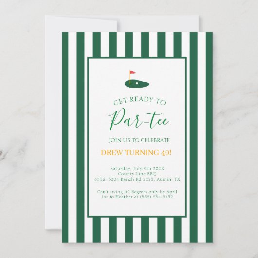 Master 40th Birthday Adult Green Birthday 招待状 (正面)