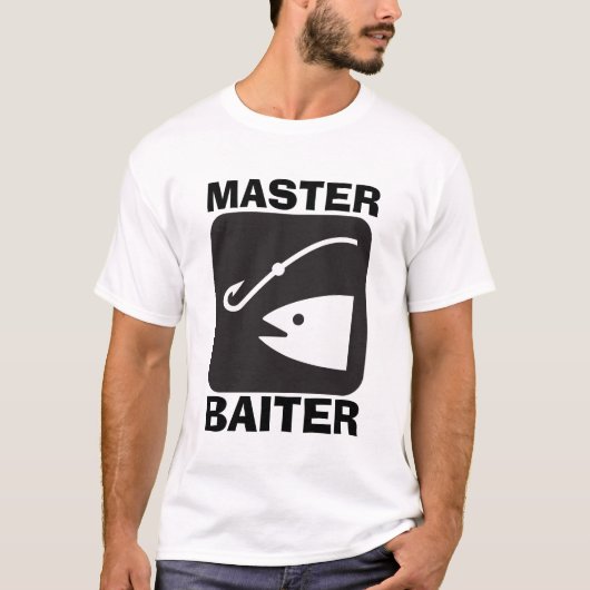 MASTER BAITER、おもしろい魚釣りパパTシャツ Tシャツ (正面)