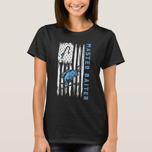 Master Baiter Us American Flag Bass Fishing Dad Gr Tシャツ (正面)